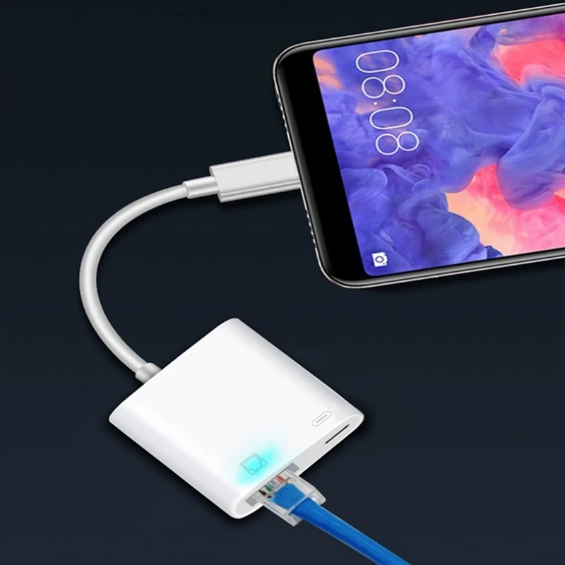 

Type-C to RJ45 Network Card Connection Adapter to Network Cable Mobile Phone Internet Ethernet Converter