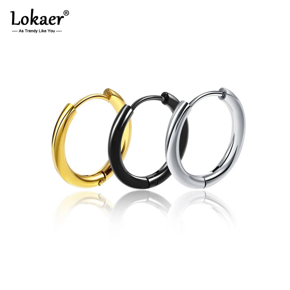 Женские круглые серьги кольца Lokaer из нержавеющей стали шириной 2 5 мм 3 цвета
