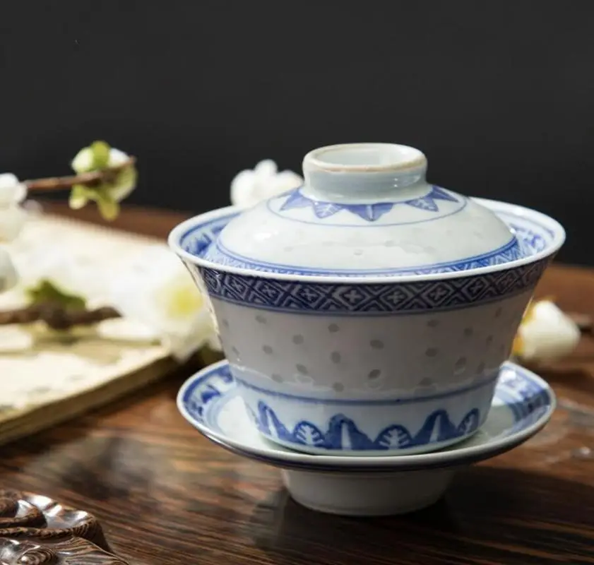 

160ml Jingdezhen Blue and White Porcelain Tea Tureen Cup Chinese Style Cover Bowl Tea Gaiwan Tea Pot Set Travel Beautiful Kettle