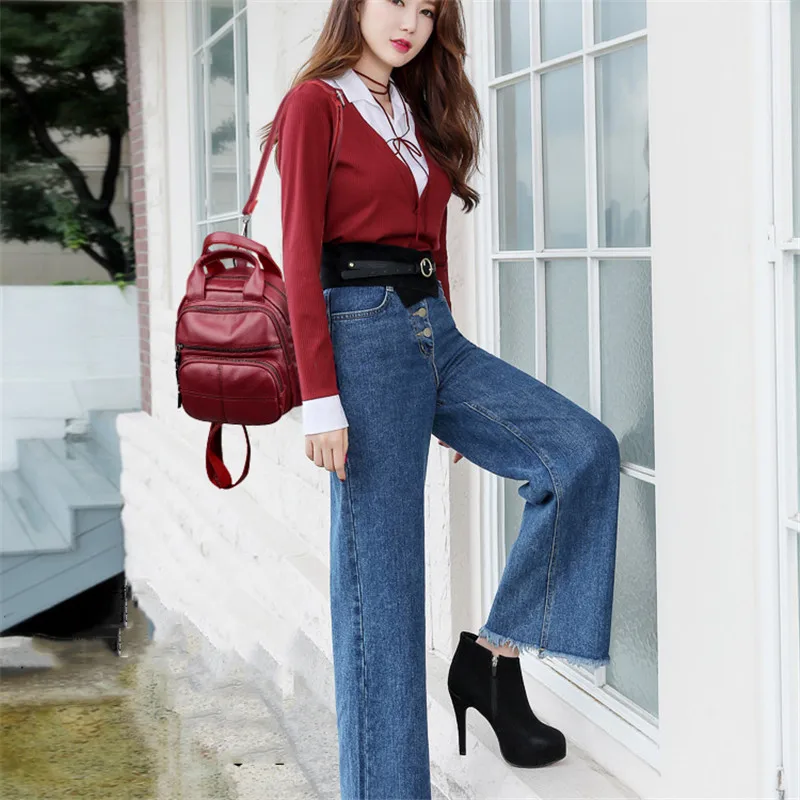 3 в 1 Модный женский рюкзак высокое качество мягкие кожаные рюкзаки для