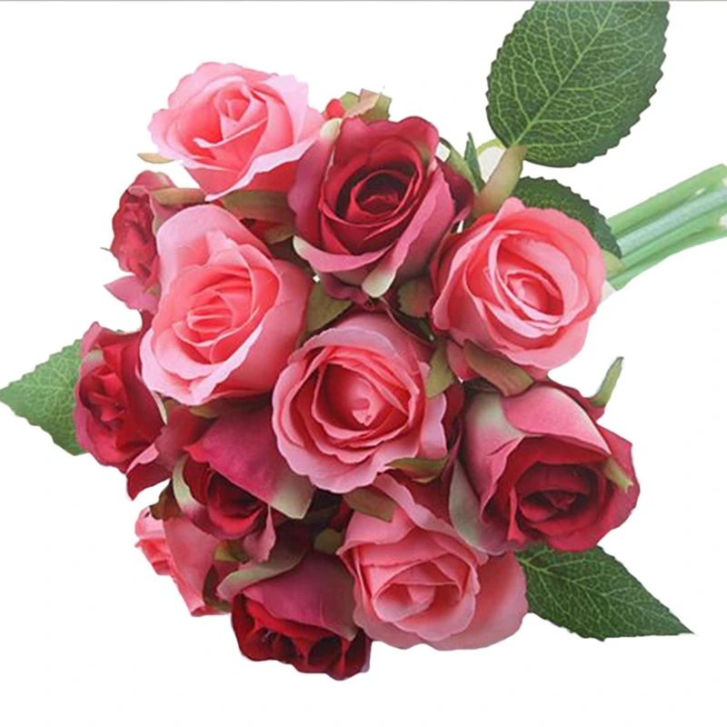 24 шт./лот искусственные розы свадебный букет тайская Королевская роза шелковые