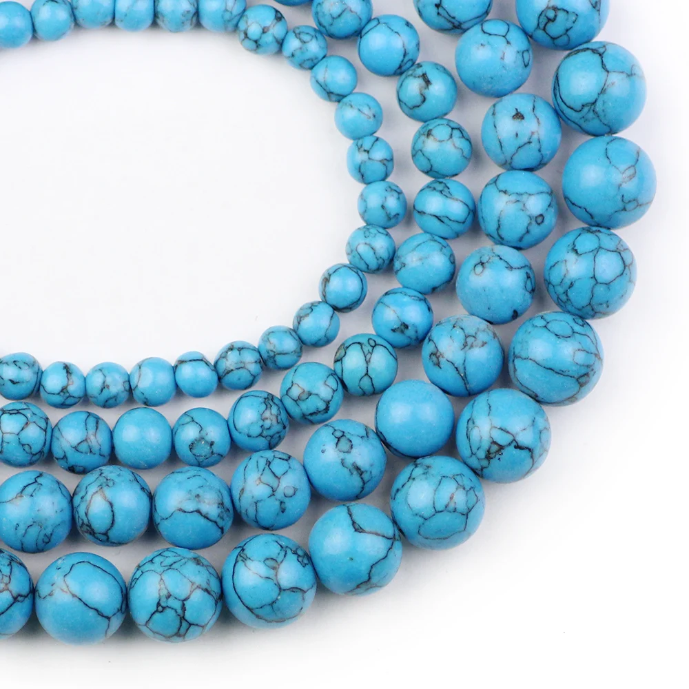 

YHBZRET Natural Stone Blue Turquoises Loose Beads for Jewelry Making spacer 6/8/10/12MM charm bracelet DIY Accessories finding