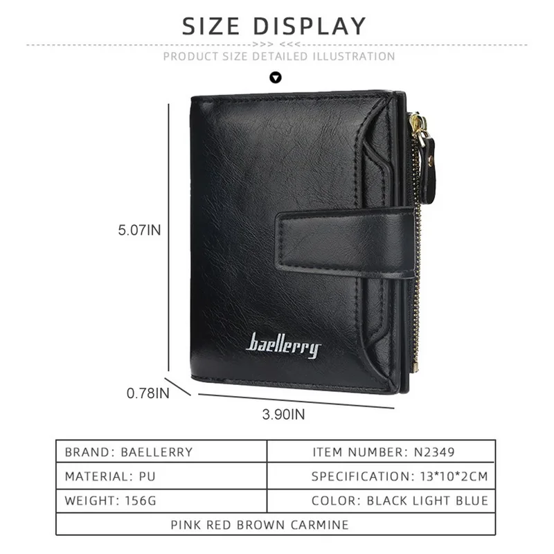 

2021 Men Wallets Hasp Short Solid Fashion Zipper Card Holder Women PU Leather Purse Coin Pocket High Quality Unisex Purse