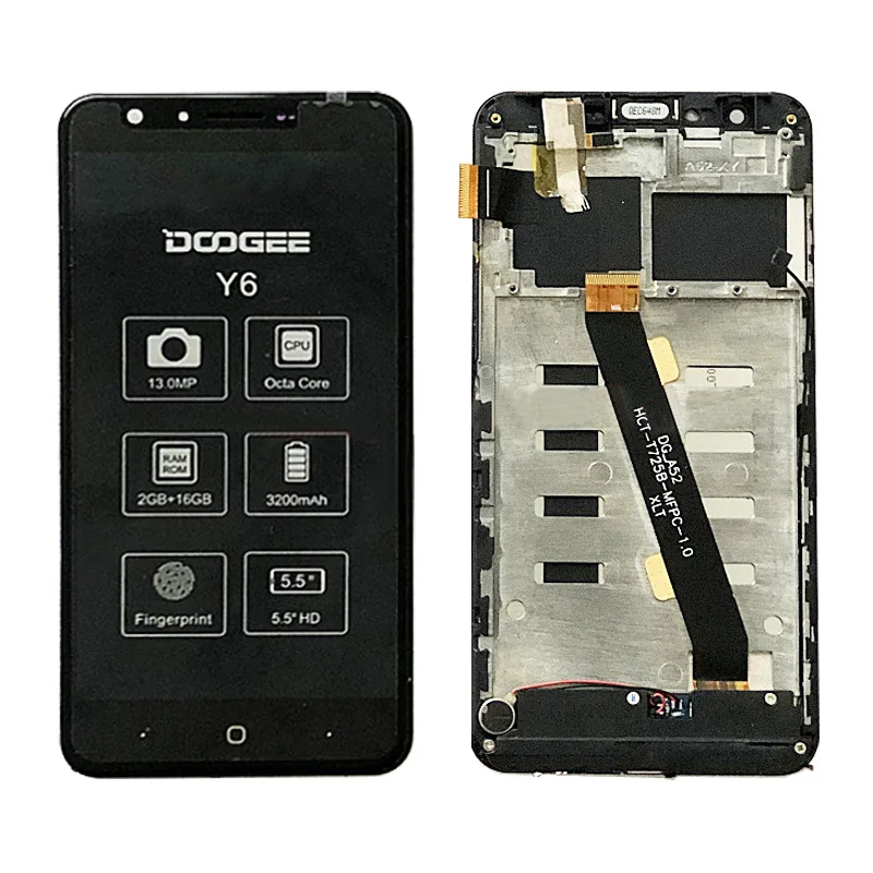 for doogee y6 lcd displaytouch screen digitizer glass panel replacement 5 5 inch for doogee y6cy6 piano phone parts free global shipping