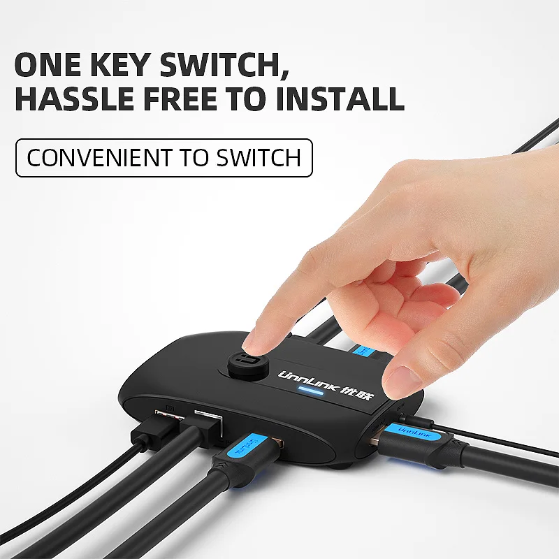 

Unnlink 2 Ports HDMI KVM Switch UHD4K@30Hz 1080P@60Hz USB2.0 Sharing Monitor Printer Keyboard Mouse for 2 Computers Laptops Ps4