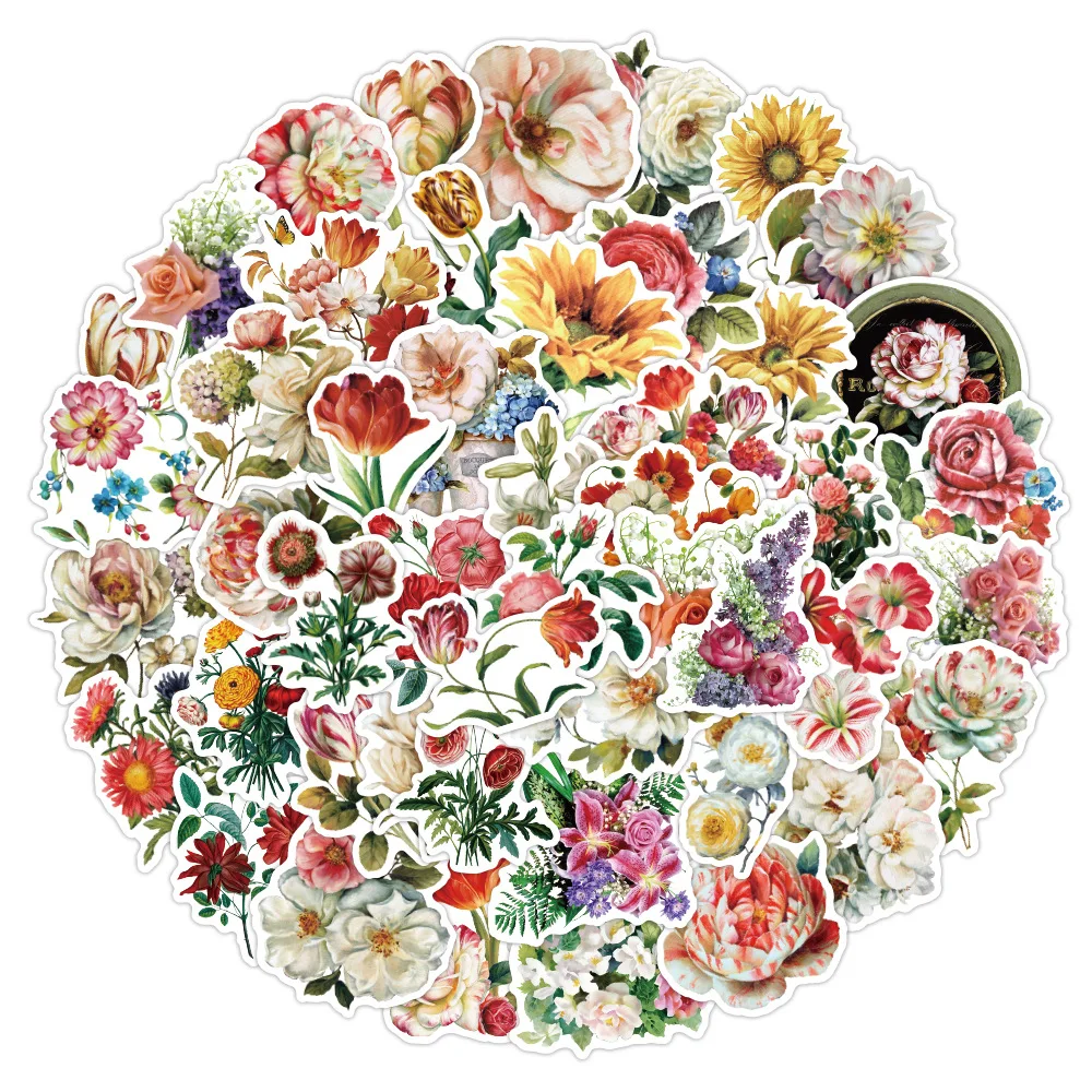 103050pcs beautiful colorful flower blooming stickers laptop guitar luggage waterproof graffiti sticker decal kid classic toys free global shipping