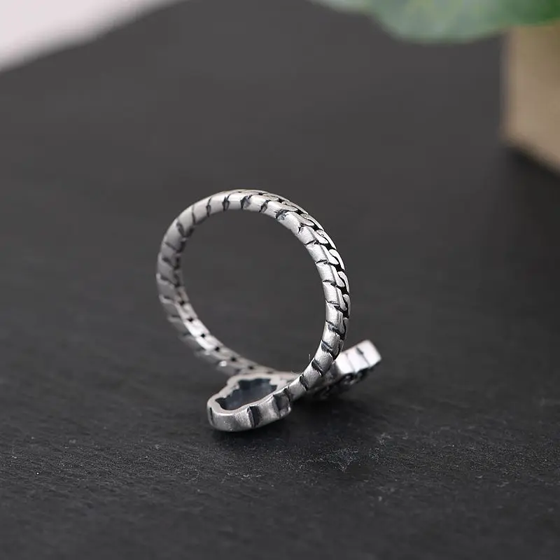 

925 Silver Adjustable Size Open Ring Good Luck S925 Solid Silver Ring for Women Fine Jewelry