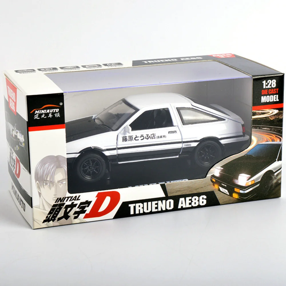 Модель автомобиля AE86 1/28 начальный D Corolla черно белый из сплава японская модель Trueno