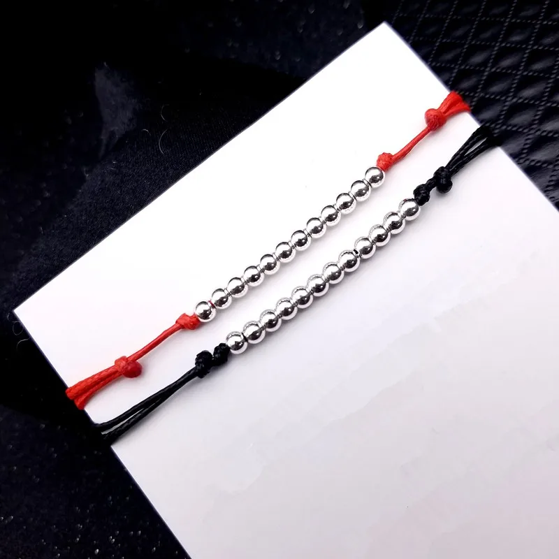 Браслет на лодыжку Женский из серебра 925 пробы с бусинами красный черный |