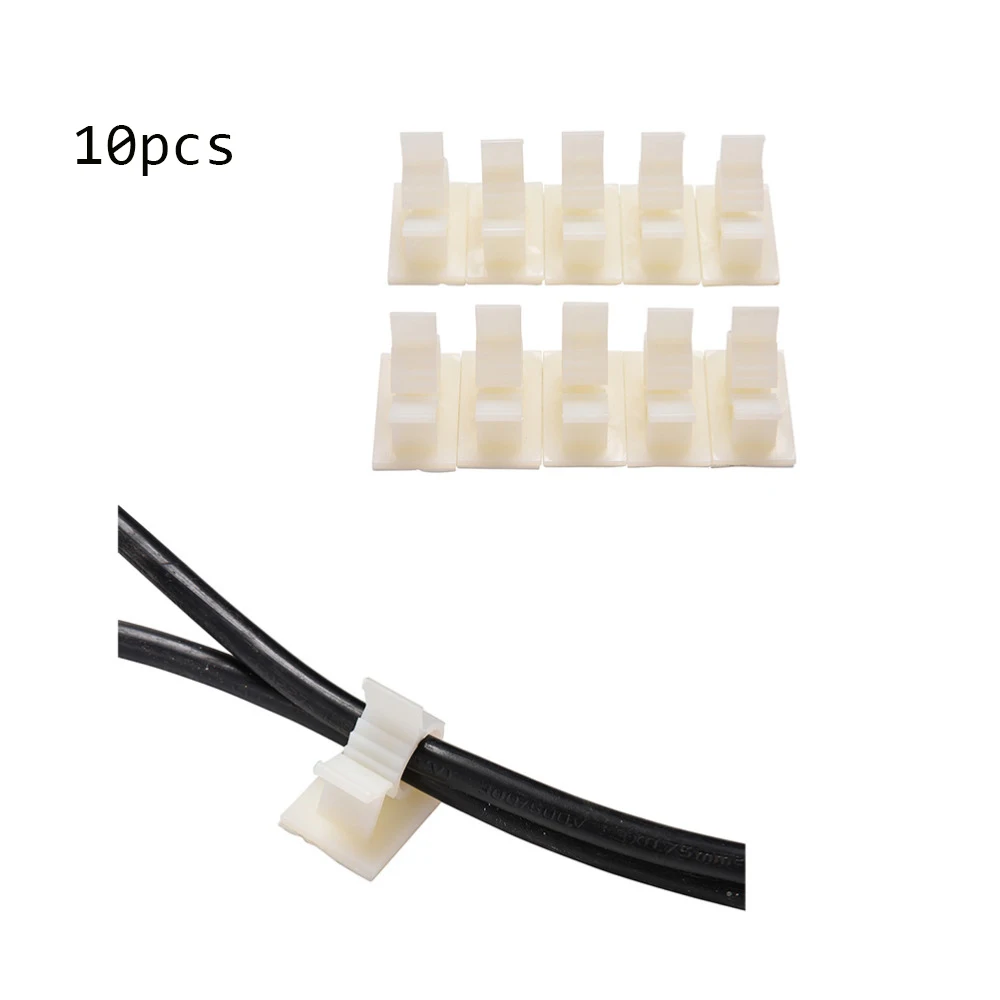 

10Pcs/lot 10mm White Wire Fixed Clip Car Line Clip Self Adhesive Cord Cable Organizer Winder Wire Holder Desk Accessories