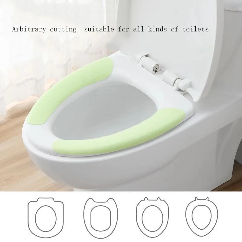 

1 Pair New Bathroom Toilet Seat Cover Washable Soft Seat Cover Pad Trimmed Toilet Cushion Bathroom Accessories