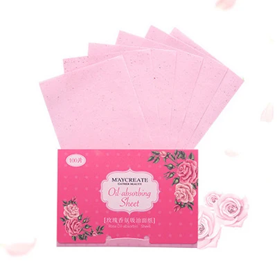 Rose 100 шт. фильтровальная бумага для лица, салфетки для контроля масла, зеленый чай, поглощающие лист, очищающее средство для лица, масляная бумага, располая Матирующая ткань для лица - Количество: Rose