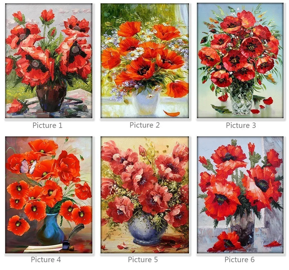 Алмазная вышивка huacan Flowers полная дрель квадратная/круглая Алмазная картина цветок мака Стразы Алмазная мозаика вышивка крестиком