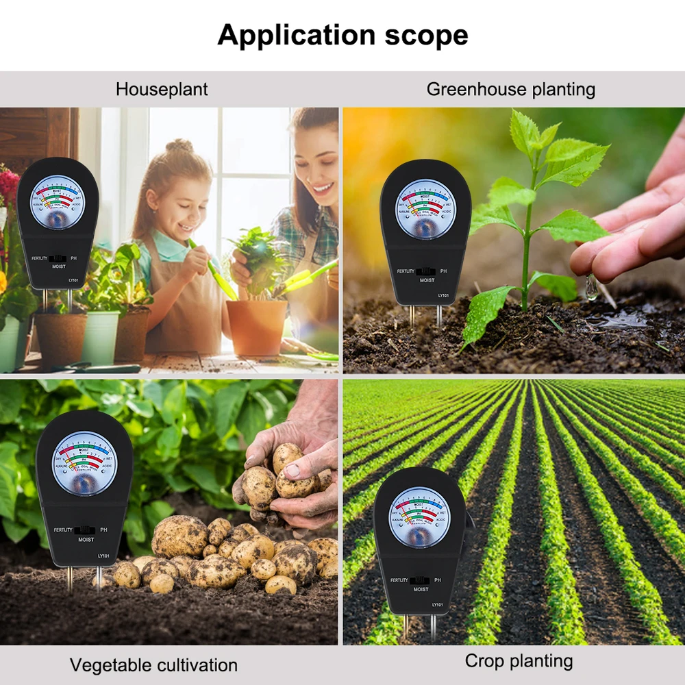 

Soil pH Meter 3-in-1 Soil Tester with Moisture Fertility pH Meter Gardening Tool for Farm Lawn Indoor Outdoor No Battery Needed