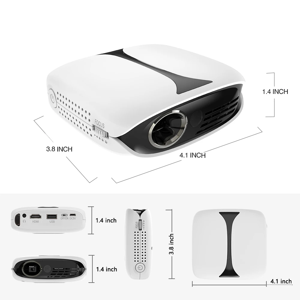 Мини проектор vanбургер A101MQ DLP 1080P 3D беспроводной Перезаряжаемый мини для iPhone Android
