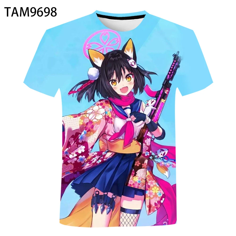 Azur Lane 3D печатных футболка для отдыха мужские и женские весело новинка летняя с