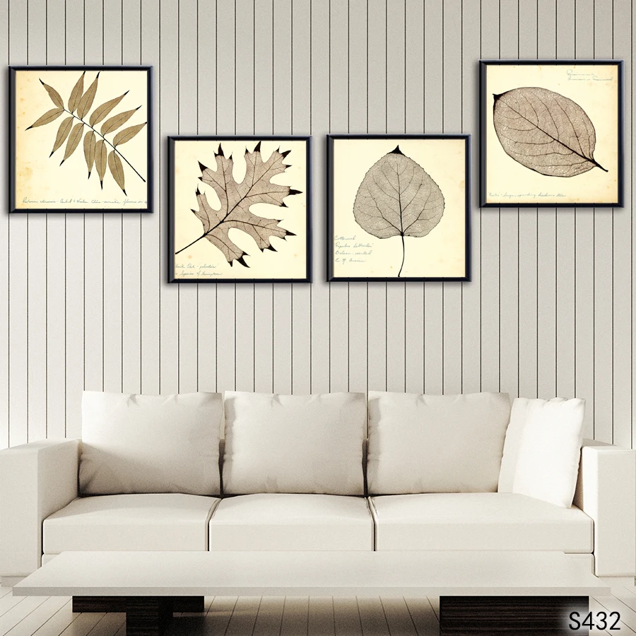 

Abstract Oil Painting Print on Canvas 4pcs Modern Leave Tree Canvas Art Printing Canvas Painting Wall Art Picture for Home Decor