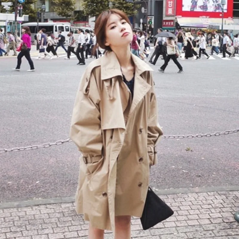 

Women's Jacket Spring 2021 New Korean Students Pure Color Casual Loose Windbreaker Women's Mid-length And Thin