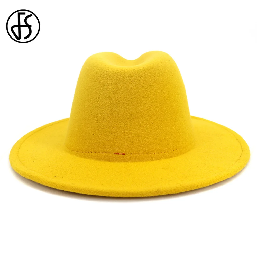 FS модные желтые Королевский синий фетр для пэчворка шапка мужчин и женщин шляпа с