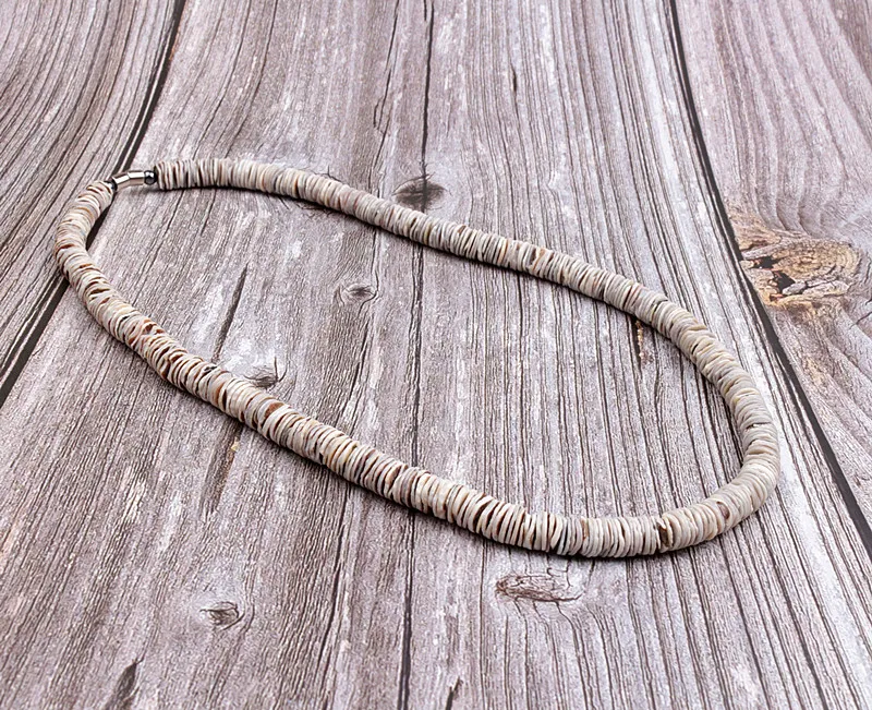 Ожерелье из серых ракушек для мужчин и женщин ожерелья с круглыми бусинами