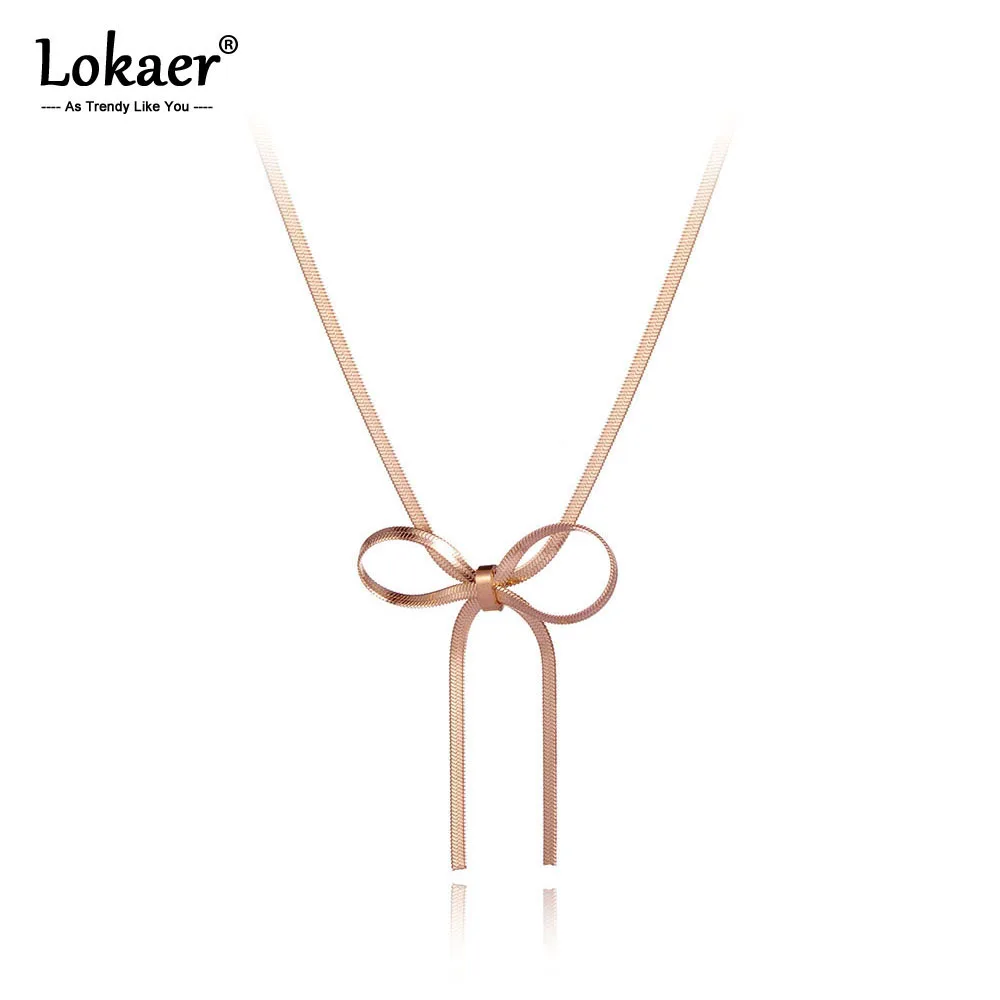 Ожерелье женское из нержавеющей стали и титана с бантом|Ожерелья подвеской| |