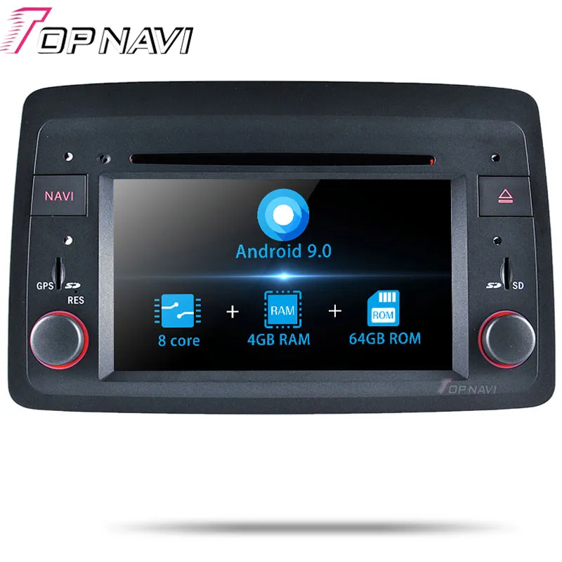 Topnavi Android 9,0 Автомобильный gps навигация для Fiat Panda: 2004 мультимедийный плеер Радио Стерео Восьмиядерный DVD 2 Din 4 Гб+ 64 ГБ
