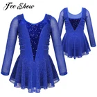 Балетное платье для девочек; танцевальная одежда для балерины с длинными рукавами; бархатное платье для катания на роликах; гимнастическое трико; Лирический танцевальный костюм