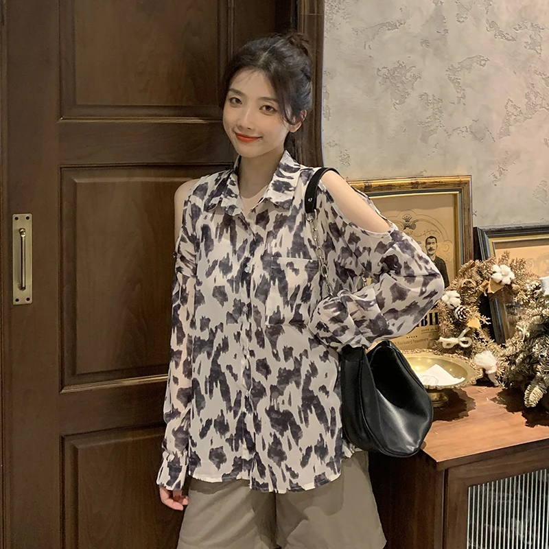 

COIGARSAM Shirt Womens Tops Fashion Leopard Women Shirts