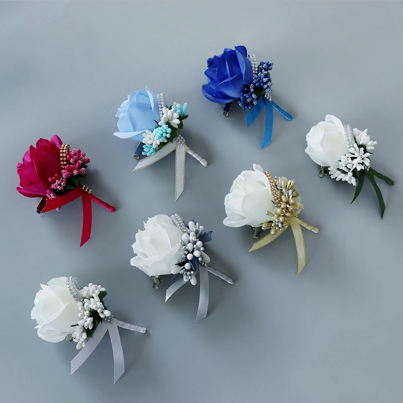 

Wedding Brooch Artificial Single Rose Skirt Wedding Ceremony Bridegroom Best Man Bridesmaid Brooch Suit Brooch Decoration