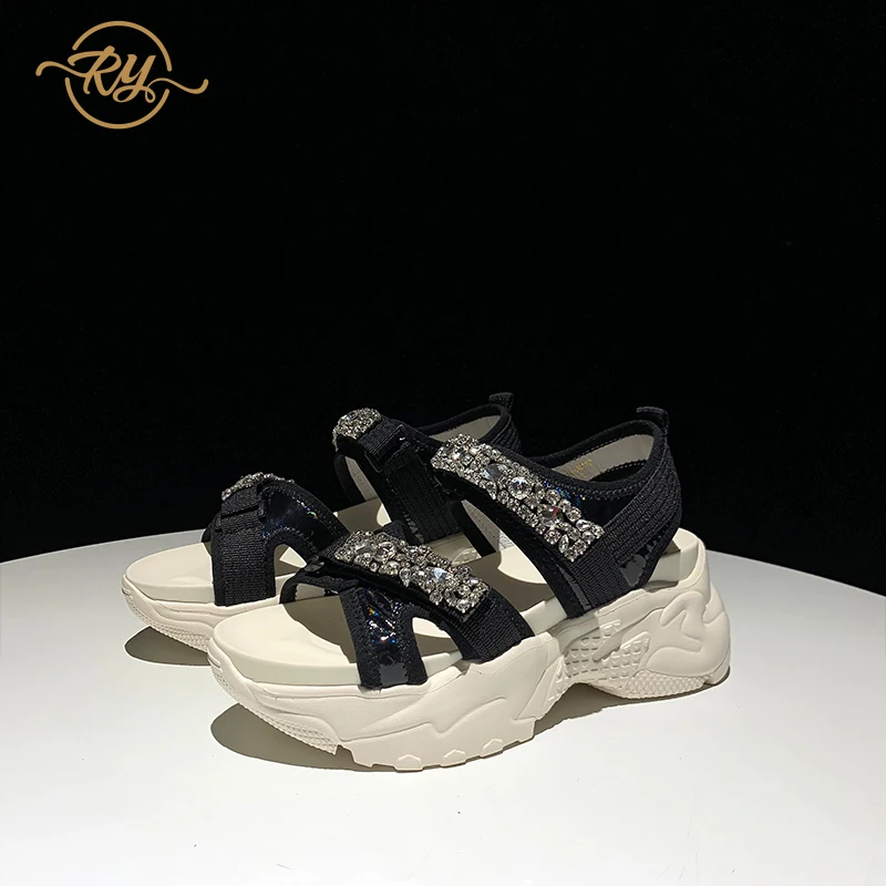 Женские босоножки из натуральной кожи на высоком каблуке модные танкетке