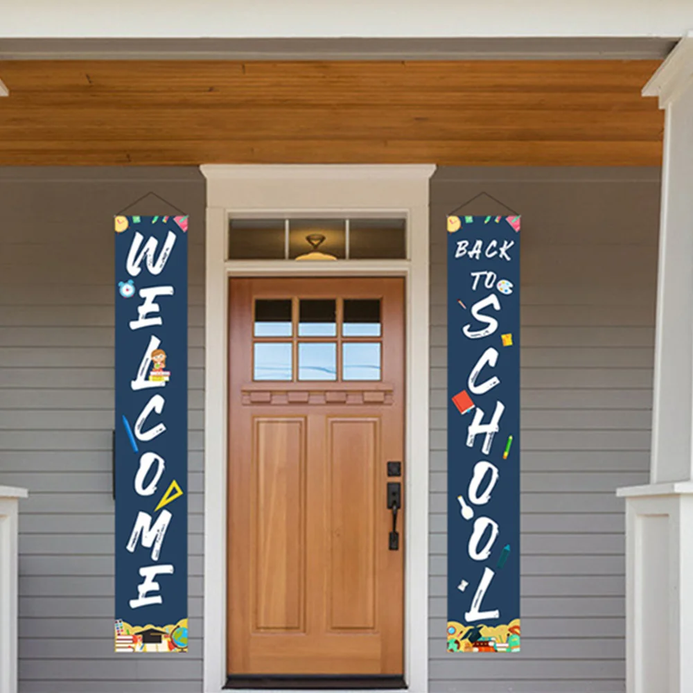 

1 Pair Back to School Hanging Fabric Banners Sign Couplets Welcome Banner