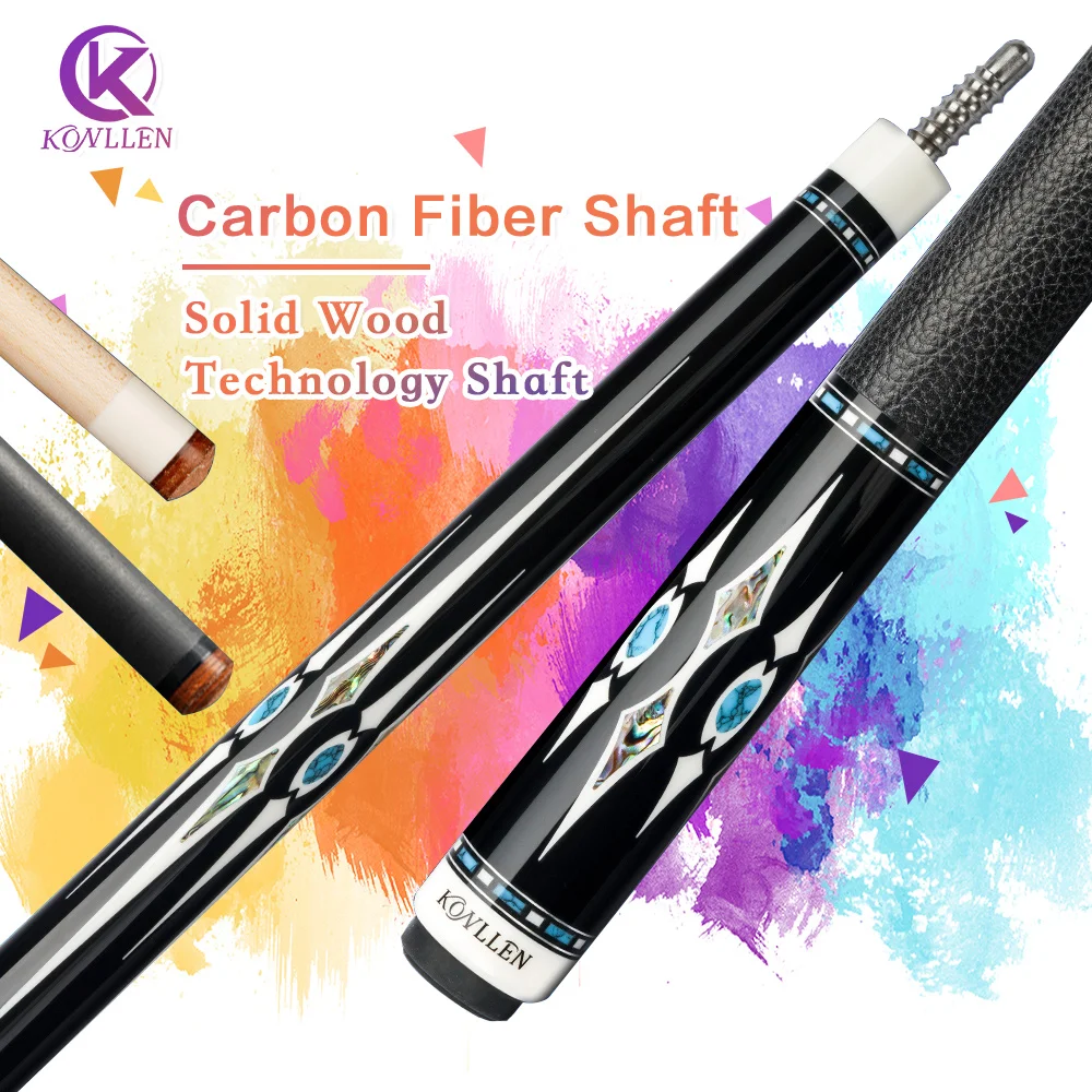 

KONLLEN AK75 Billiard Pool Cue Stick 148cm Carbon Technology Real Inlay Cue Carbon Shaft Radial 3*8/8 Pin Billiards Stick Kit