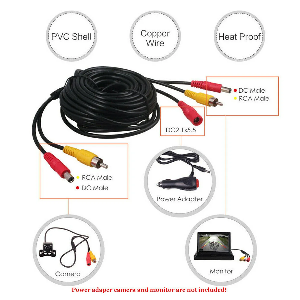 

7 inch HD LCD Monitor Rear View Backup Reversing Camera Night Vision Kit Car Truck Caravan Van Bus Parking Assistance System