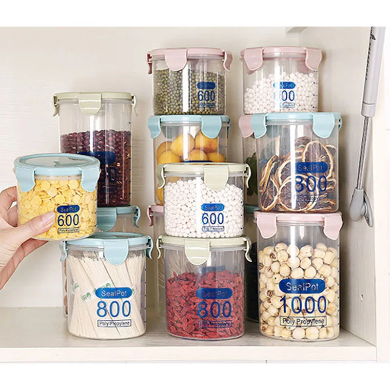 Бытовые прозрачные пластиковые герметичные банки коробка для хранения зерна