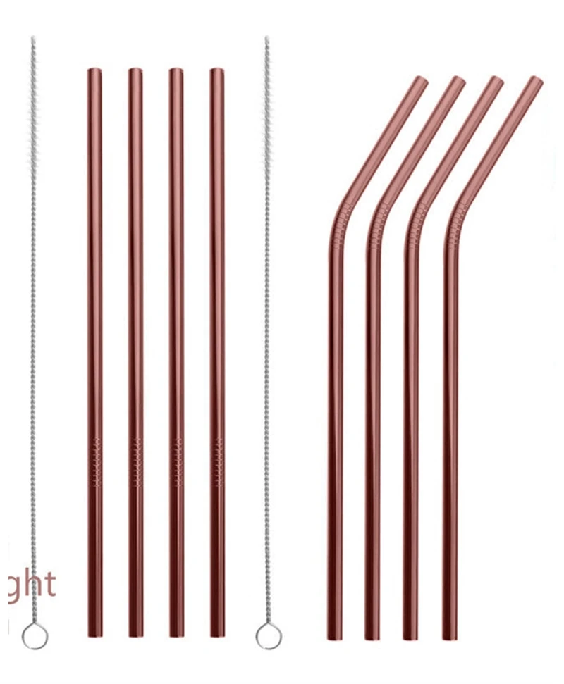 8 Rose gold 4/8 шт 7 цветов металлическая соломинка из нержавеющей стали для питья в многоразовых соломинках - Цвет: 8 Rose gold
