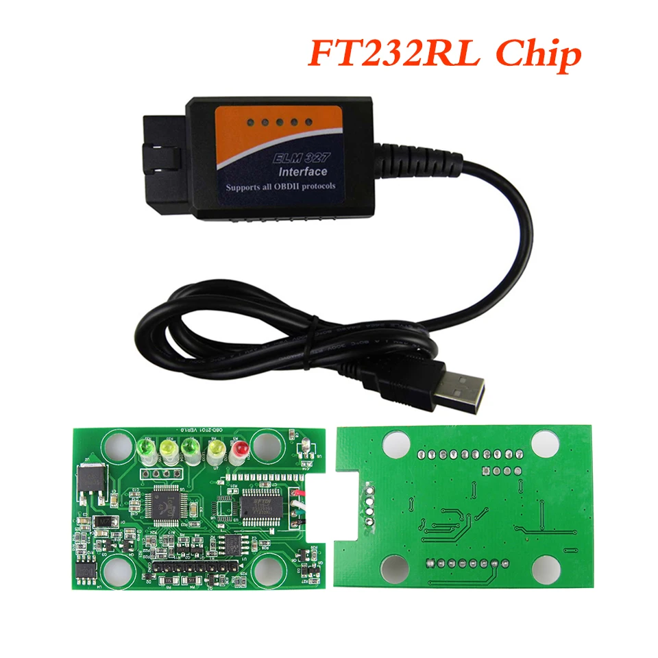 Автомобильный диагностический сканер ELM 327 USB OBD2, ELM327 V1.5 OBD 2 II, Автомобильные диагностические инструменты, лучший чип FT232RL, поддержка J1850