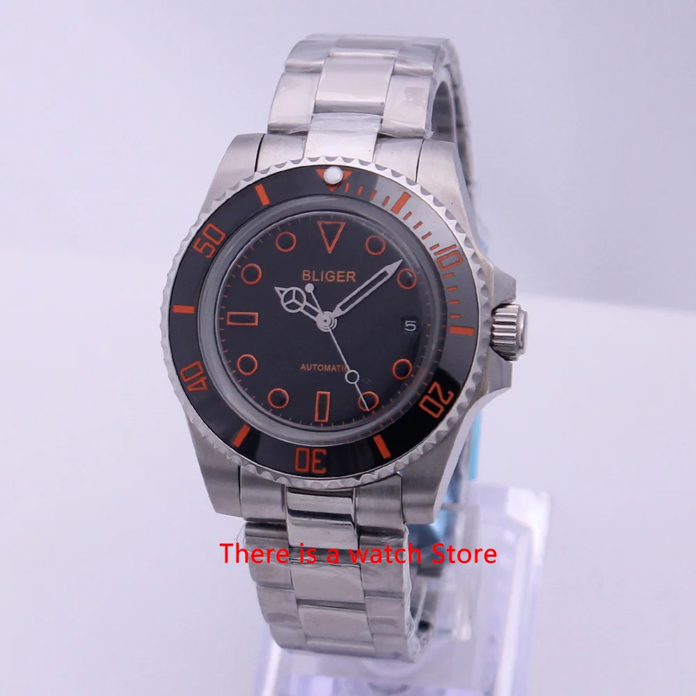 Bliger 40mm Automatic Mechanical Men Watch Luxury Brand Sapphire Crystal Luminous Waterproof Calendar Wristwatch | Наручные часы