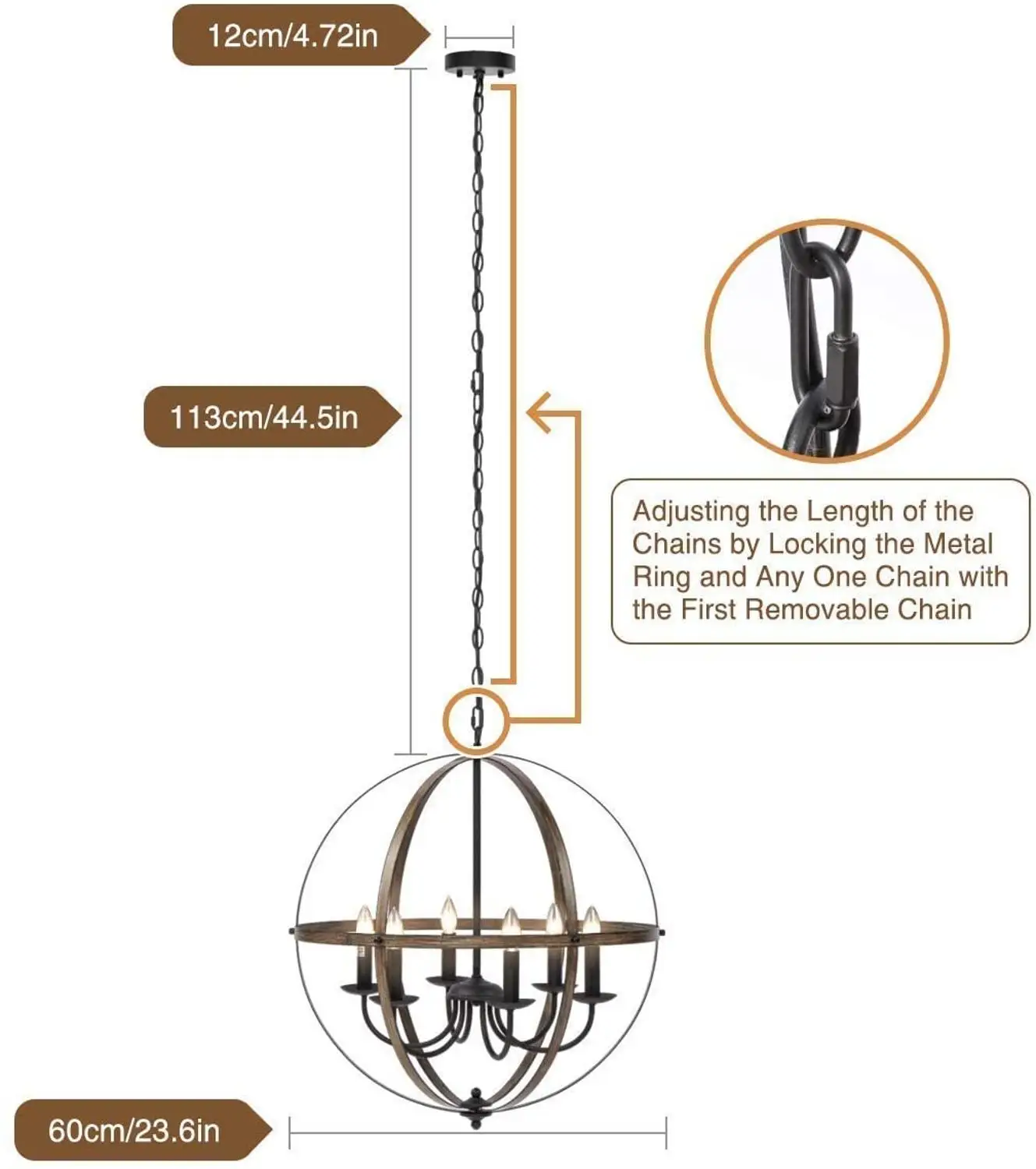 Деревенская металлическая люстра с деревянной текстурой промышленный античный