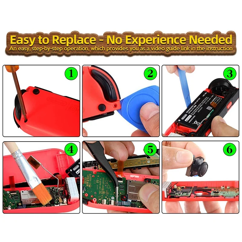 

for Joycon Joystick Replacements for Nintendo,6 Pcs Controller Thumbsticks Replacements,Include 3D Stick Repair Tool Kit