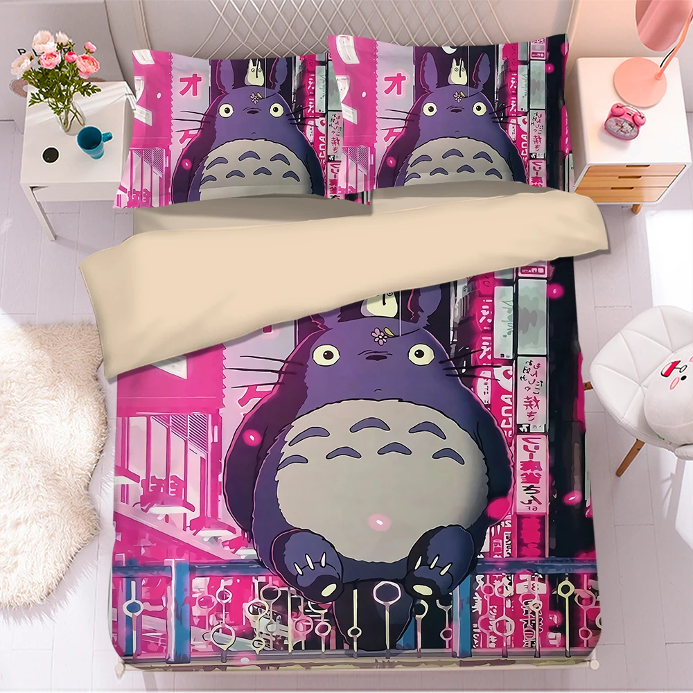 Комплект постельного белья Totoro 3D с популярным аниме пододеяльники наволочки s