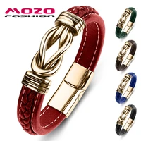 new classic men bracelet leather stainless steel charm women cross punk jewelry bangles gifts red
