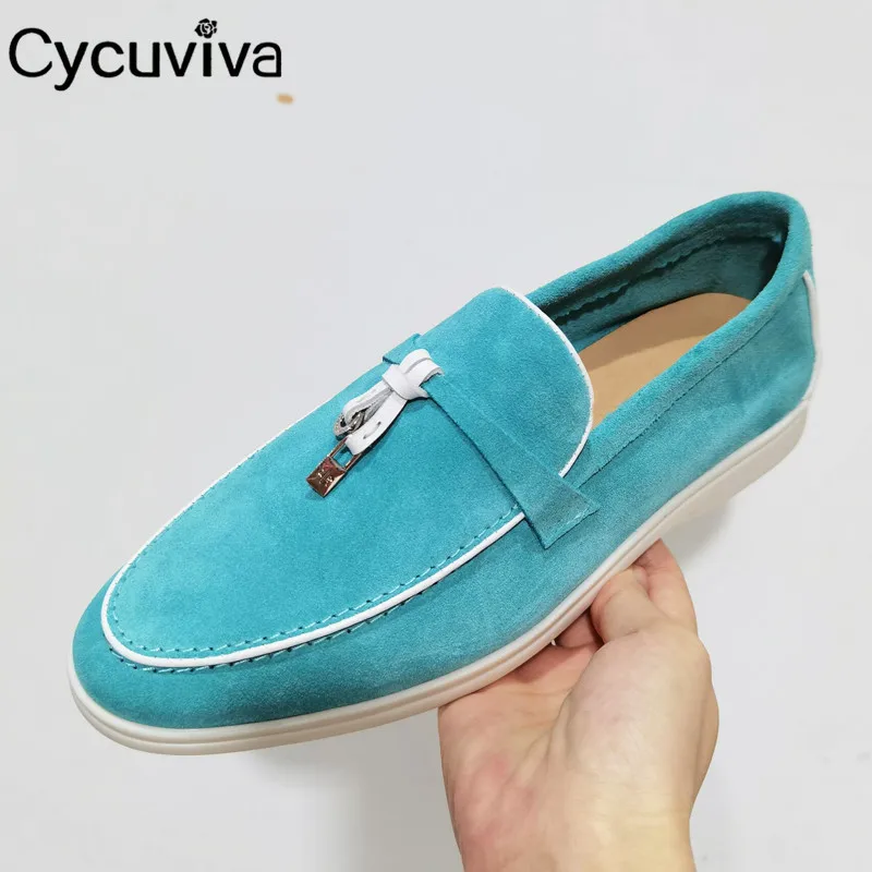 Мюли женские замшевые повседневные лоферы на плоской подошве без застежки с