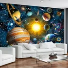 Пользовательские 3D фото обои для детской спальни современная ручная роспись мультфильм Вселенная звезда небо планета детская комната роспись фоновая стена