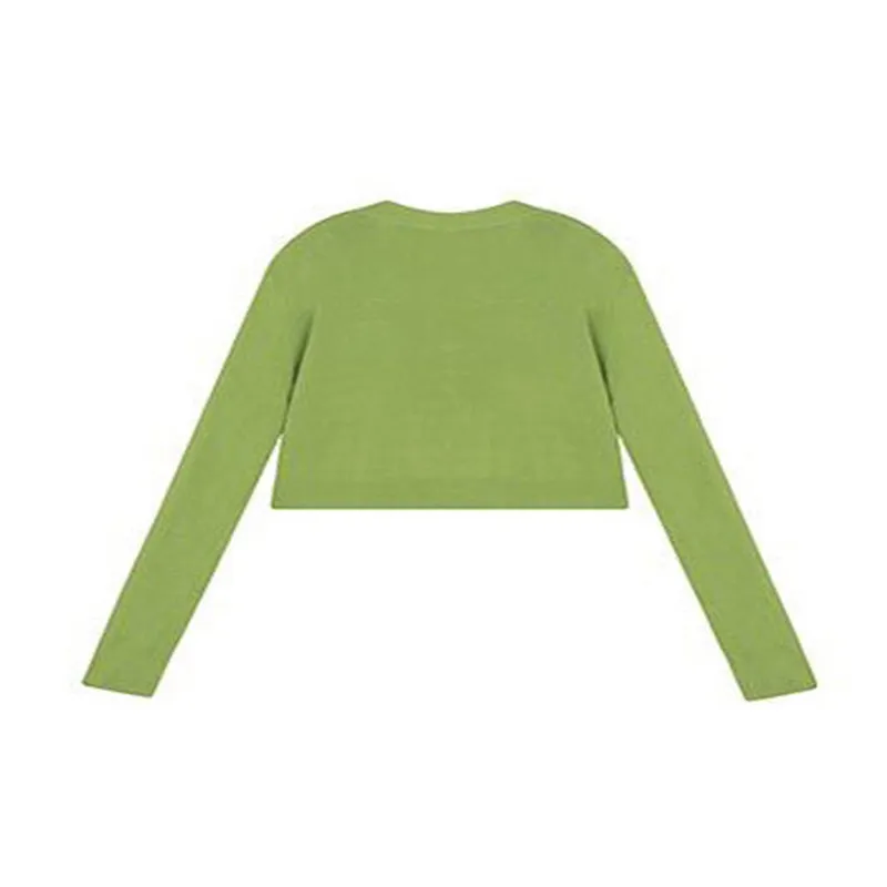 

Women Solid Color Knitted Cardigan Woman Fall Button Long Sleeve V-neck Outerwear Spring Casual Korean Style Short Top Blouse