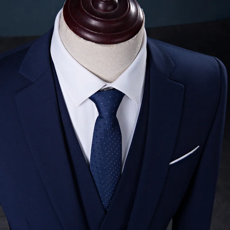 

Jbersee Jacket+Pants Mens Suit Dark Blue and Black Men Tunic Suit Party Wedding Suits for Men Classic Business Slim Fit Suit Men