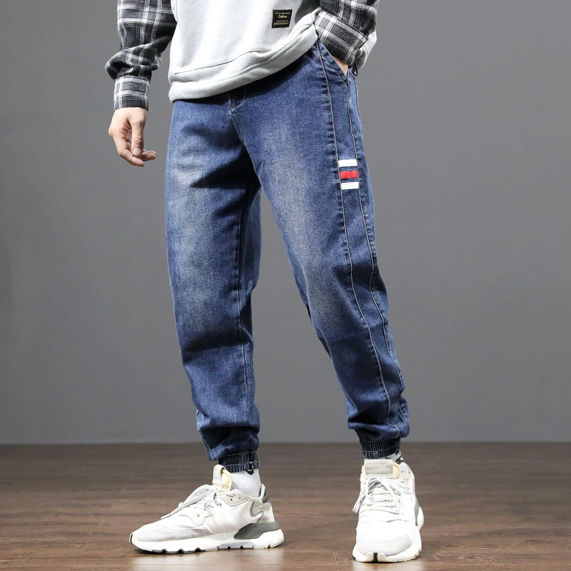 

Мужские джинсы свободного покроя, дизайнерские брюки-карго из денима с принтом, уличная одежда 2021, мужские брюки-джоггеры с на