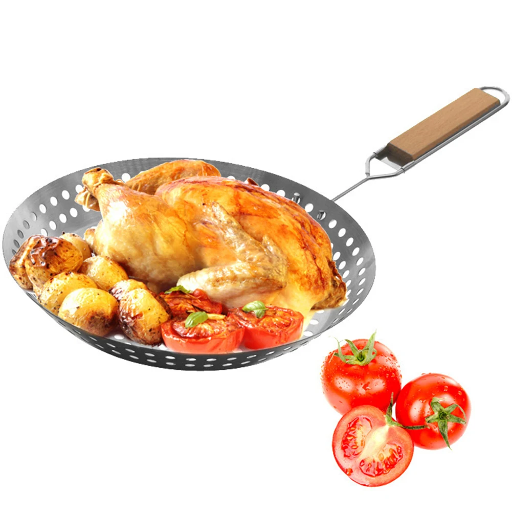 Draining Tray Round Oil Hole Pan Detachable Handle Cooling Dish Cooking Plate suitable for BBQ chicken wing | Дом и сад