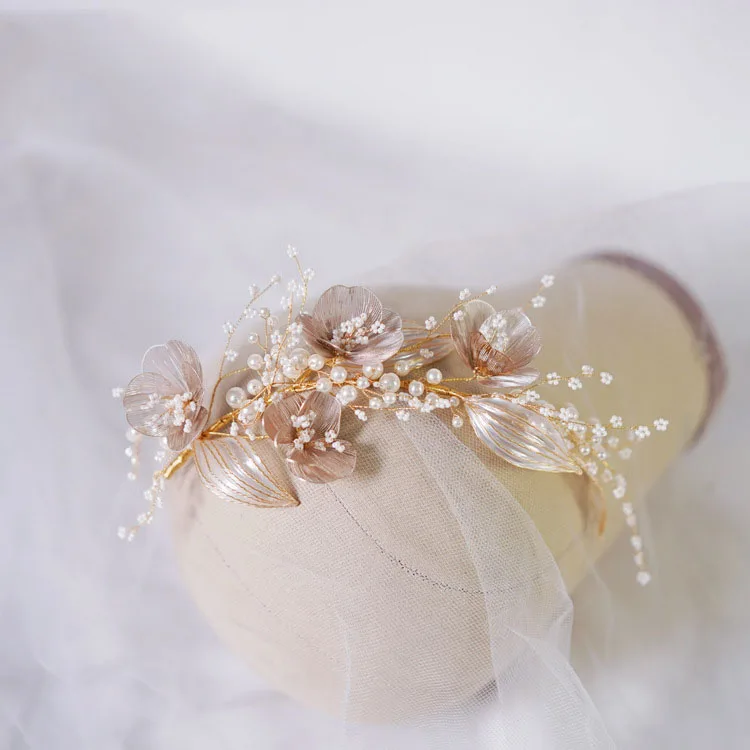 Барокко головная повязка тиара золотой цветок Цветочная на голову головные