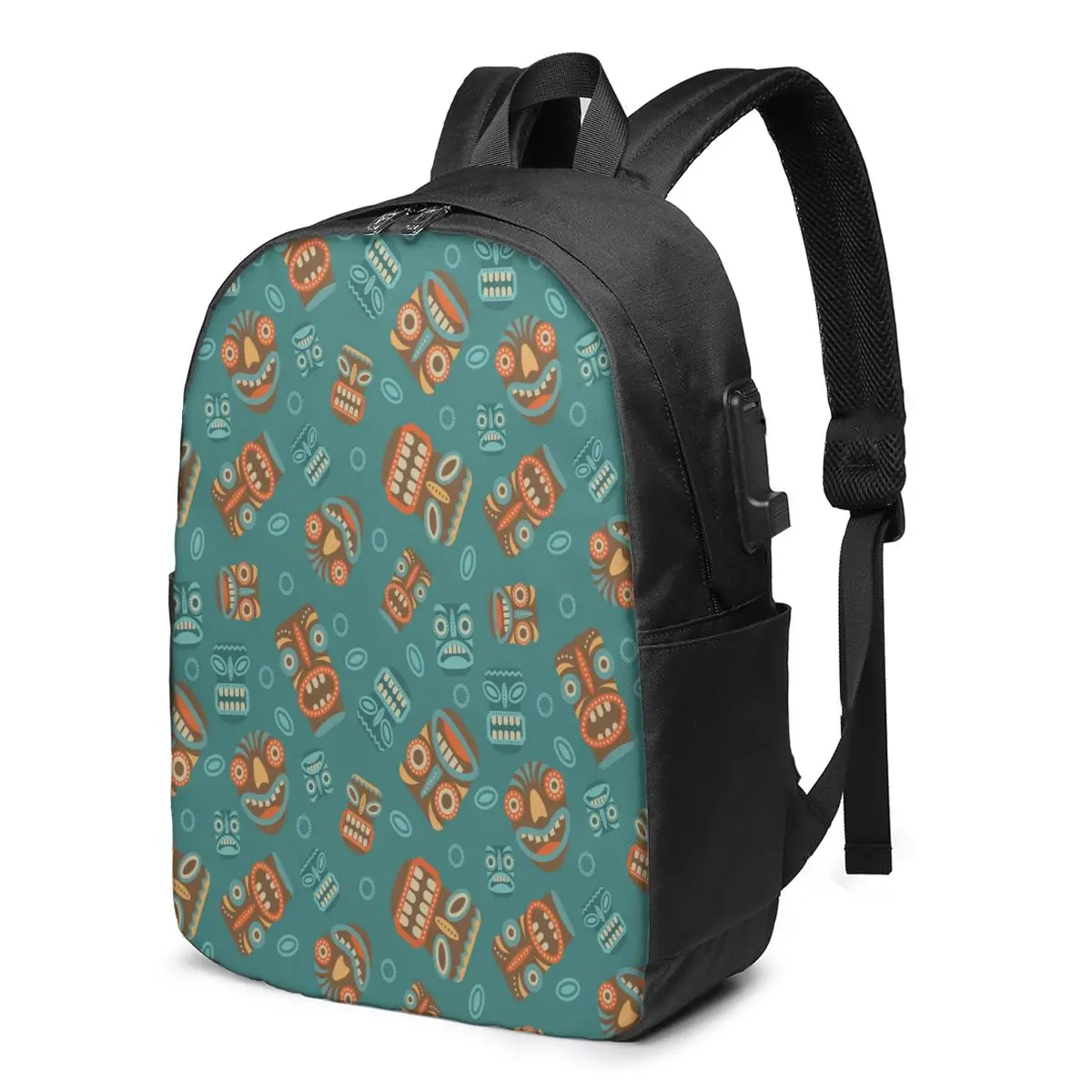 

Рюкзак Smiley Tiki Mask для мужчин и женщин, школьный ранец с USB-зарядкой для девочек и мальчиков, дорожная сумка для ноутбука, рюкзак