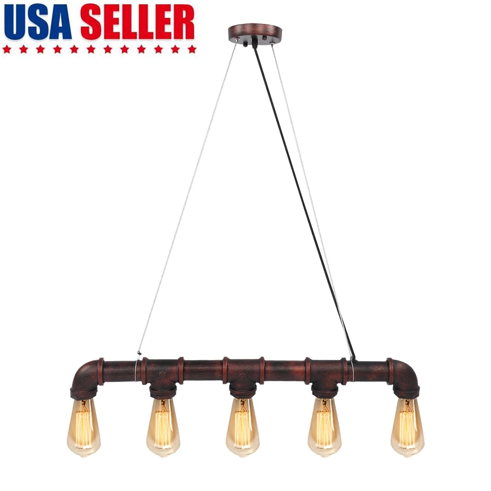 

Retro Style LED Pendant Light Pipe Antique Lamp Fixture For Cafe Bar Hallway 85-265V E27*5 With Premium Metal Structure